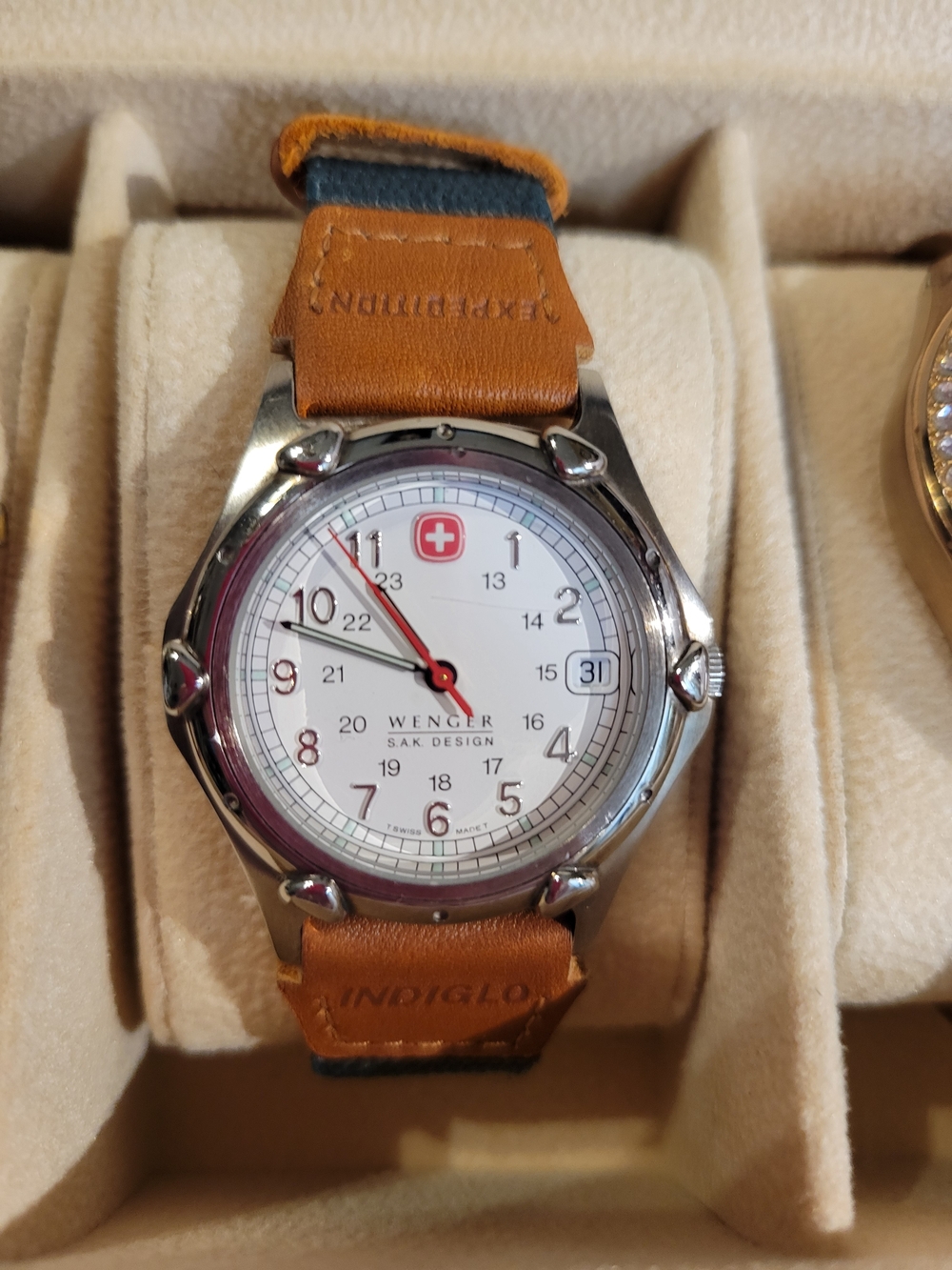 Wenger Men’s Watch with White Dial and Tan Leather Strap